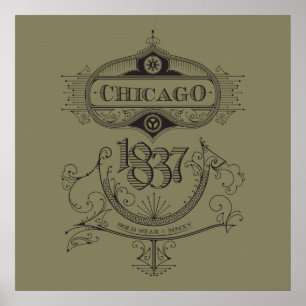 Pôster Vintage 1837 de Chicago
