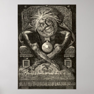 Poster Vintage 1853 Art to Jules Verne's Zacharius