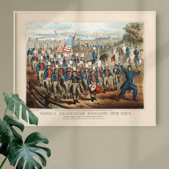 Poster Vintage 1862 Voluntários Yankee entrando em Dixie (Criador carregado)
