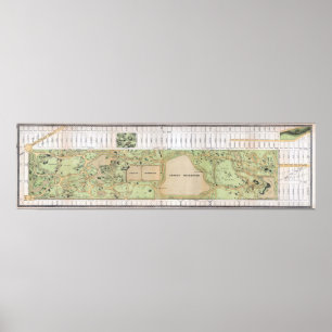 Poster Vintage 1868 Olmstead Map do Central Park NYC