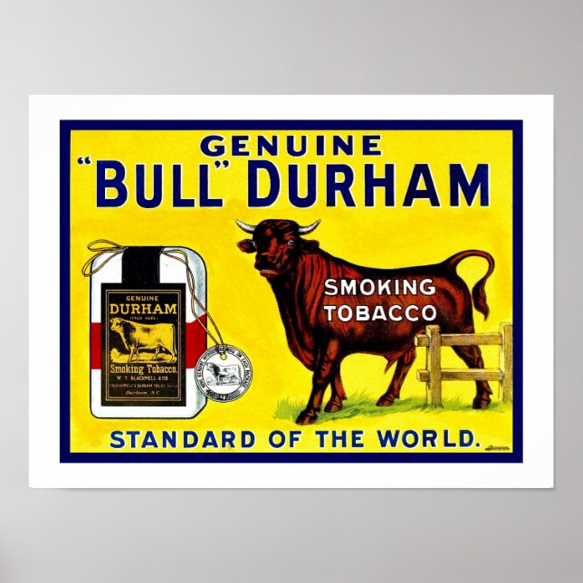 Pôster Vintage, 1890s - Cigarro Bull Durham e (Frente)