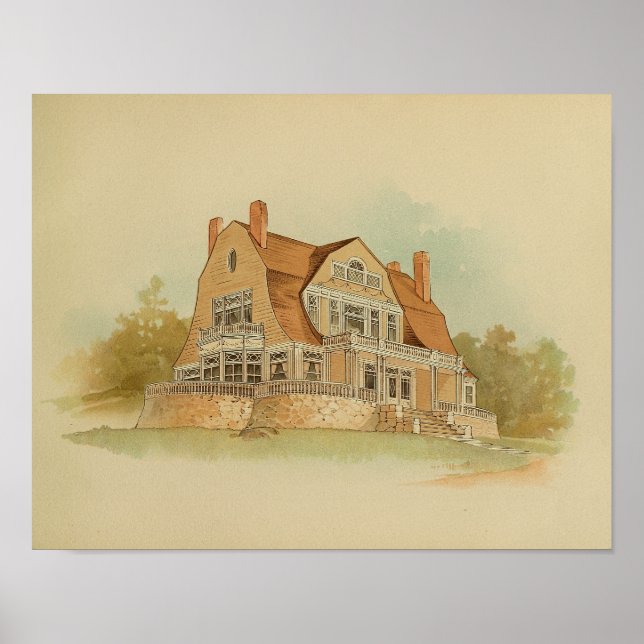 Pôster Vintage 1895 Artística House Pintura Colors Impres (Frente)