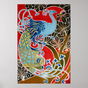 Poster Vintage 1898 Art Nouveau Peacock de Gisbert Combaz