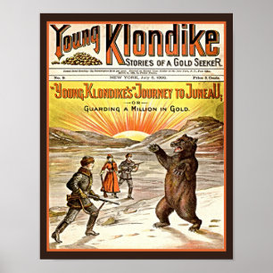 Poster Vintage 1898 Young Klondike Dime Novel