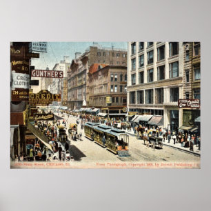 Poster Vintage 1905 de Chicago IL da rua do estado