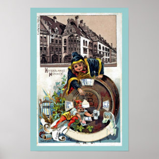 Poster Vintage 1905 Litho Hofbrauhaus Munique