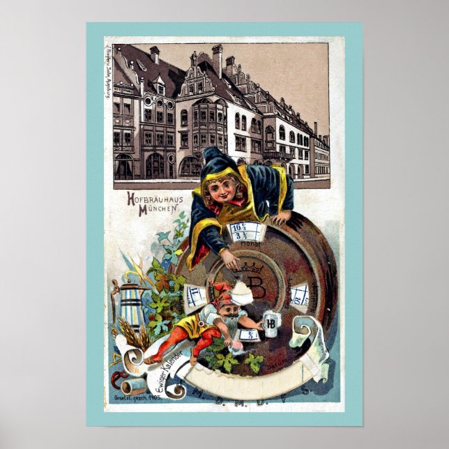 Poster Vintage 1905 Litho Hofbrauhaus Munique (Frente)