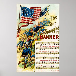 Pôster Vintage 1908 da bandeira star spangled