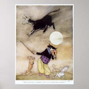 Poster Vintage 1913 "gato e o violino" por A. Rackham