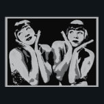 Pôster vintage 1920 flapper girl pop art, grayscale<br><div class="desc">Pop-arte inspirada numa foto das Irmãs G. (Eleanor Gutchrlein e Karla Gutchrlein),  modelos e dançarinos que eram famosos no final do 1920 e início dos anos 30. Entre em contato conosco para obter versões personalizadas (ou cores) ou se você quiser que esta arte apareça em outro presente Zazzle.</div>
