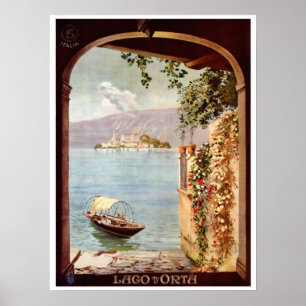 Poster Vintage 1920 Lago d'Orta — Itália viagem