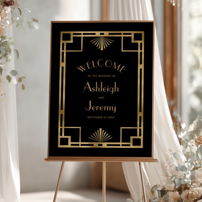 Poster Vintage 1920s Deco Gold Frame Black Wedding (Criador carregado)