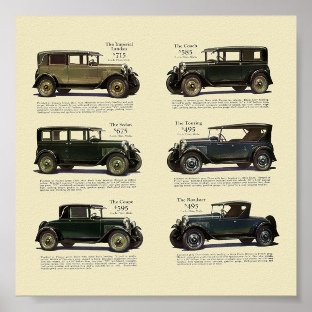 Poster Vintage 1928 Car Automobile Advertisement (Frente)