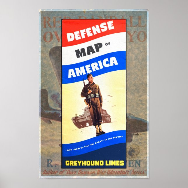 POSTER VINTAGE 1940S WWII DEFENSE BROCHURE (Frente)