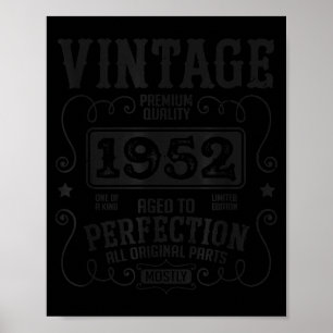 Poster Vintage 1952 Ano de Nascimento Engraçado Aniversár