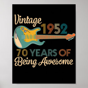 Poster Vintage 1952 Birthday Guitar Lovers 70th Birthday