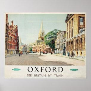 Poster Vintage 1955 Oxford Ver Grã-Bretanha Por Viagem de