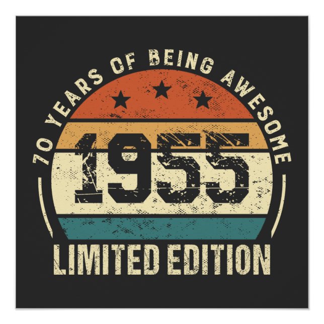 Pôster Vintage 1955 Retro 70th Birthday Gift Idea (Frente)