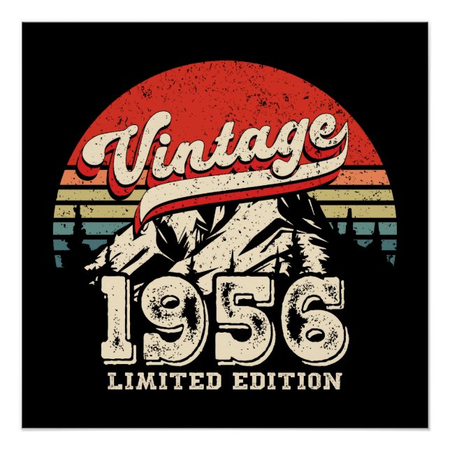Pôster Vintage 1956 Birthday Gift Retro 70th Bday (Frente)