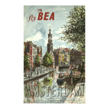 Vintage 1956 Fly BEA Amsterdam UK Viagem
