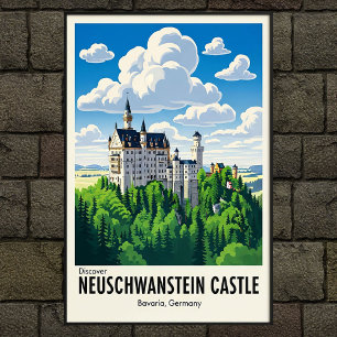 Poster Vintage 1960s - Castelo Neuschwanstein Viagem
