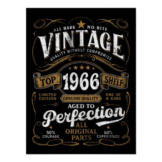 Pôster Vintage 1966 Birthday Aged To Perfection 60th  (Frente)