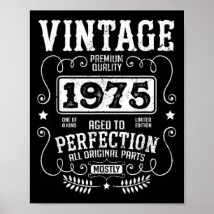 Poster Vintage 1975 Birth Year Birthday Engraçado Cotes R