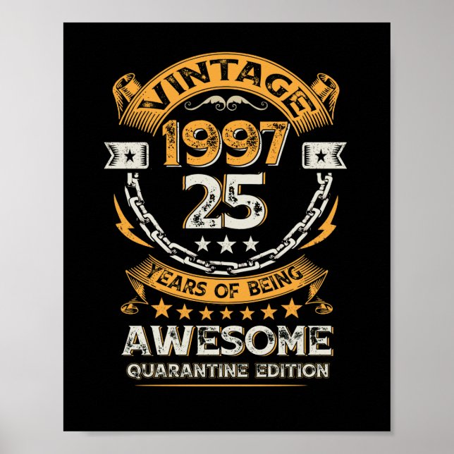 Poster Vintage 1997, 25, Aniversário, 25 Anos (Frente)