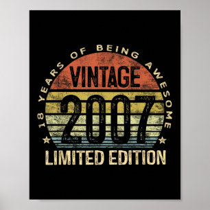Poster Vintage 2007 Limited Edition com 18 anos de idade
