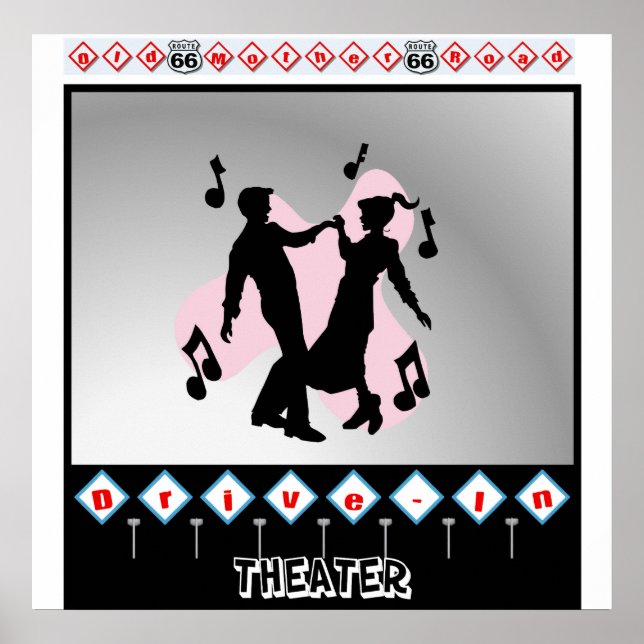 Poster vintage 50 em Rock and Roll Teatro (Frente)