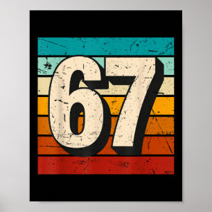 Poster Vintage 67 Meme Retro Número Seis Sete Divertido 6