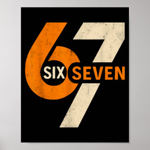 Poster Vintage 67 Seis Sete 6 7 Número Retro 67 Meme