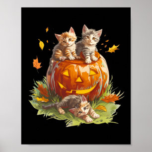 Poster Vintage 90s Cat Pumpkin Halloween Para Homens Bo