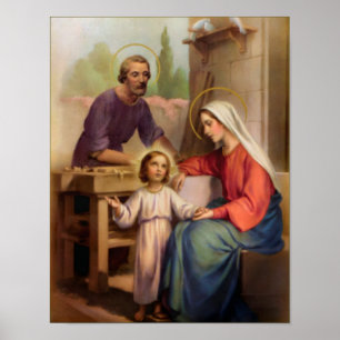 Pôster vintage a família santamente, Jesus Cristo, Josef
