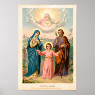 Poster vintage a família santamente, Jesus Cristo, Josef