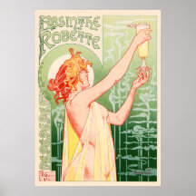 Vintage Absinthe Robette por Alphonse Mucha