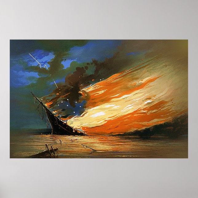 Poster Vintage Abstrato Burning Flag Canvas Print (Frente)