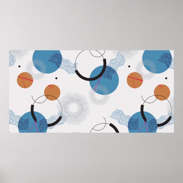 Poster vintage abstrato geométrico e molas de pincel (Frente)