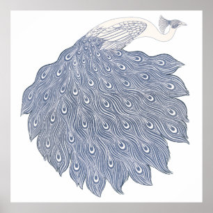 Poster Vintage abstrato pavão