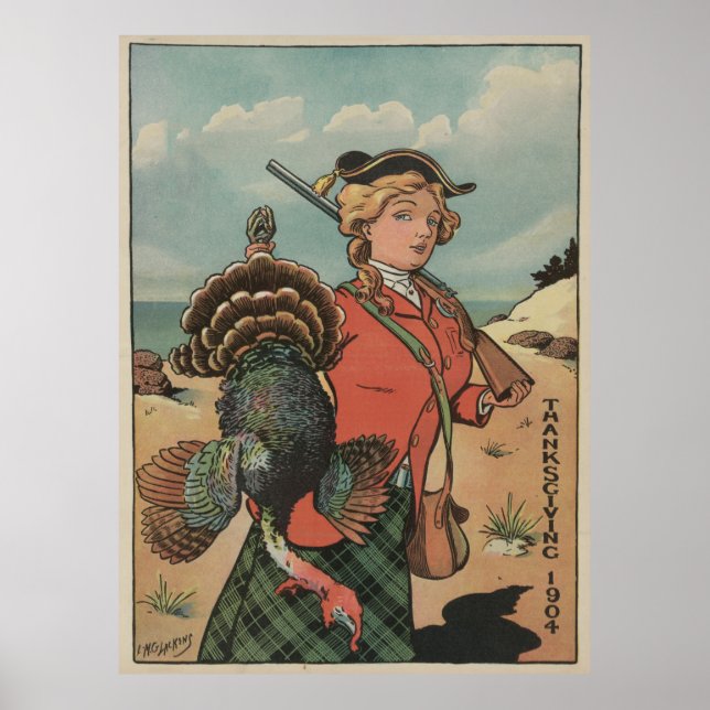 Poster Vintage Ação de Graças à Turquia (1904) (Frente)