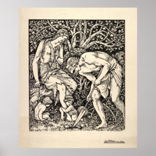 Poster Vintage Adam e véspera por Edward Burne-Jones
