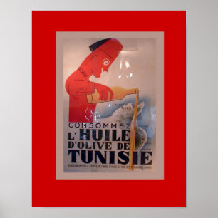 Pôster Vintage Advertisement, L'Huile d'Olive de Tunisie