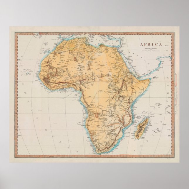 Poster Vintage Africa Map (1830)  (Frente)