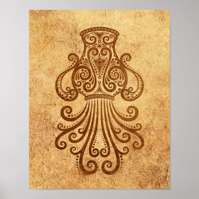Poster Vintage Aged Aquarius Zodiac (Frente)