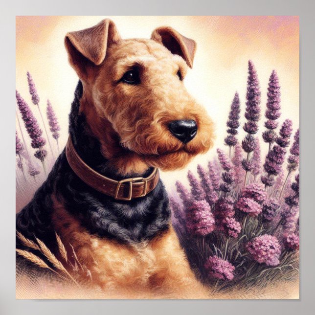 Poster Vintage Airedale Terrier Painting (Frente)