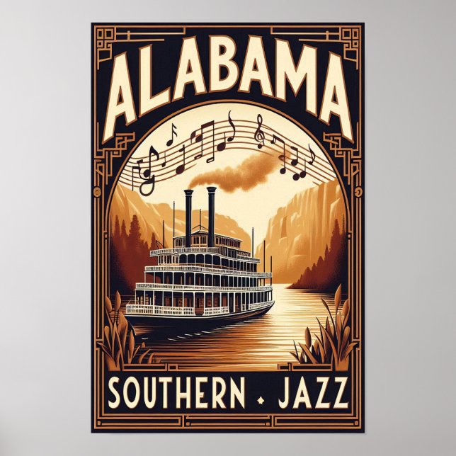 Poster Vintage Alabama Jazz RiverPoster (Frente)