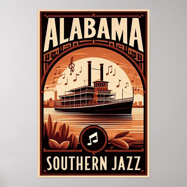 Poster Vintage Alabama Jazz RiverPoster (Frente)