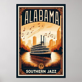 Poster Vintage Alabama Jazz RiverPoster