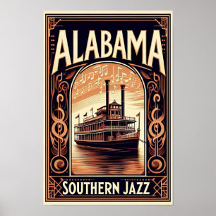 Poster Vintage Alabama Jazz RiverPoster