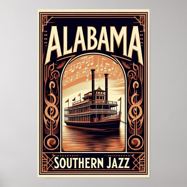 Poster Vintage Alabama Jazz RiverPoster (Frente)
